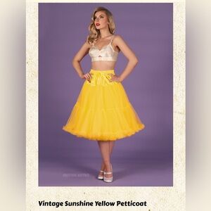 British retro petticoat in yellow crinoline fits xs s m l xl 2x